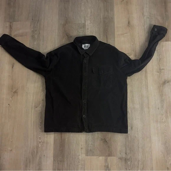Bricks & Wood Heavy Corduroy Black Button Up South Central Streetwear M - Picture 4 of 8